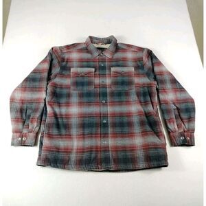 Adirondack Flannel Free Country Jacket Mens‎ XL Red Plaid Shacket Gorpcore Cozy
